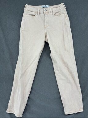 Hollister Curvy High Rise Mom Jeans Womens 7R W28 L27 Beige Stretch Denim
